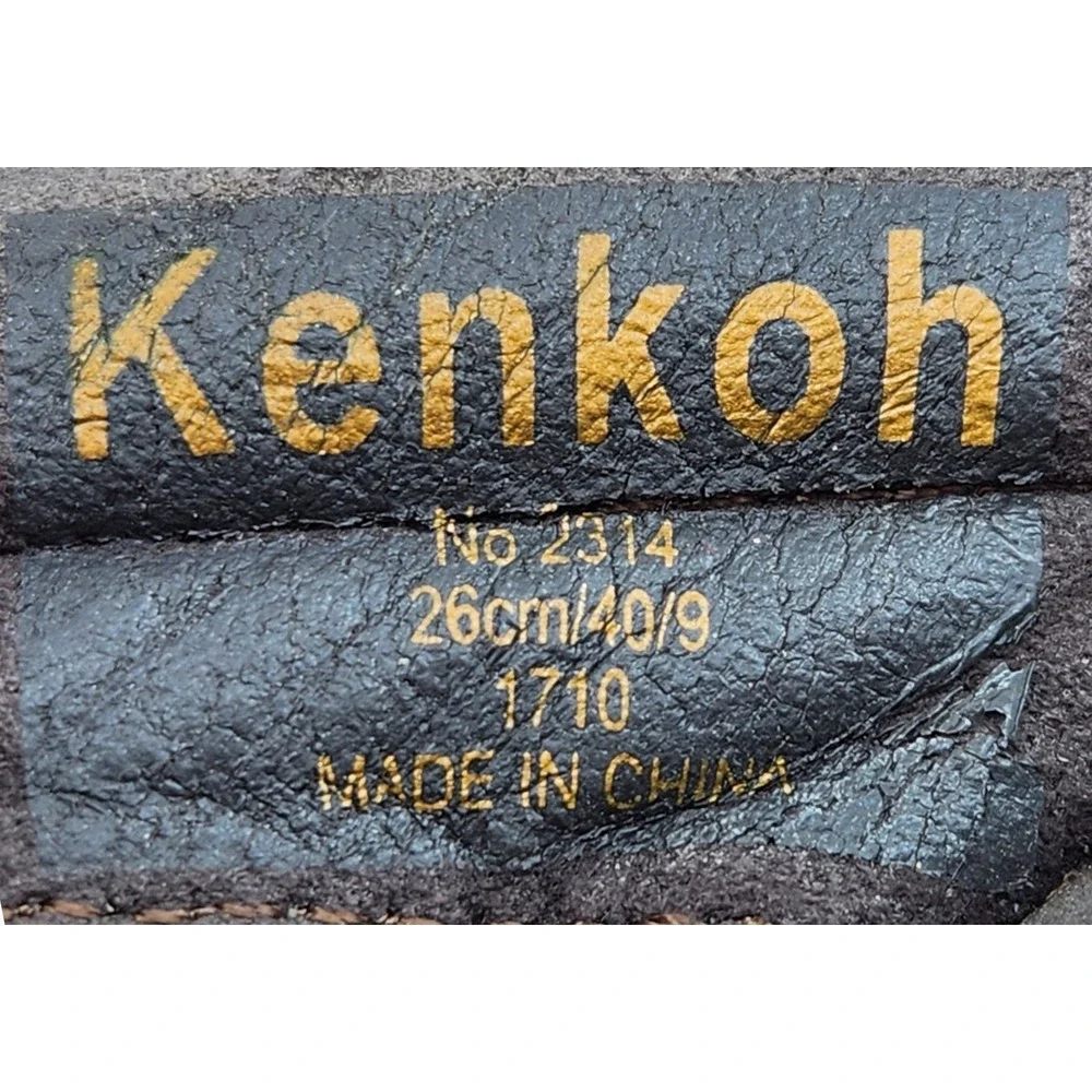 Kenkoh Spirit V Flip Flop Sandals Mens 9 Brown Leather Acupressure Massage 2314